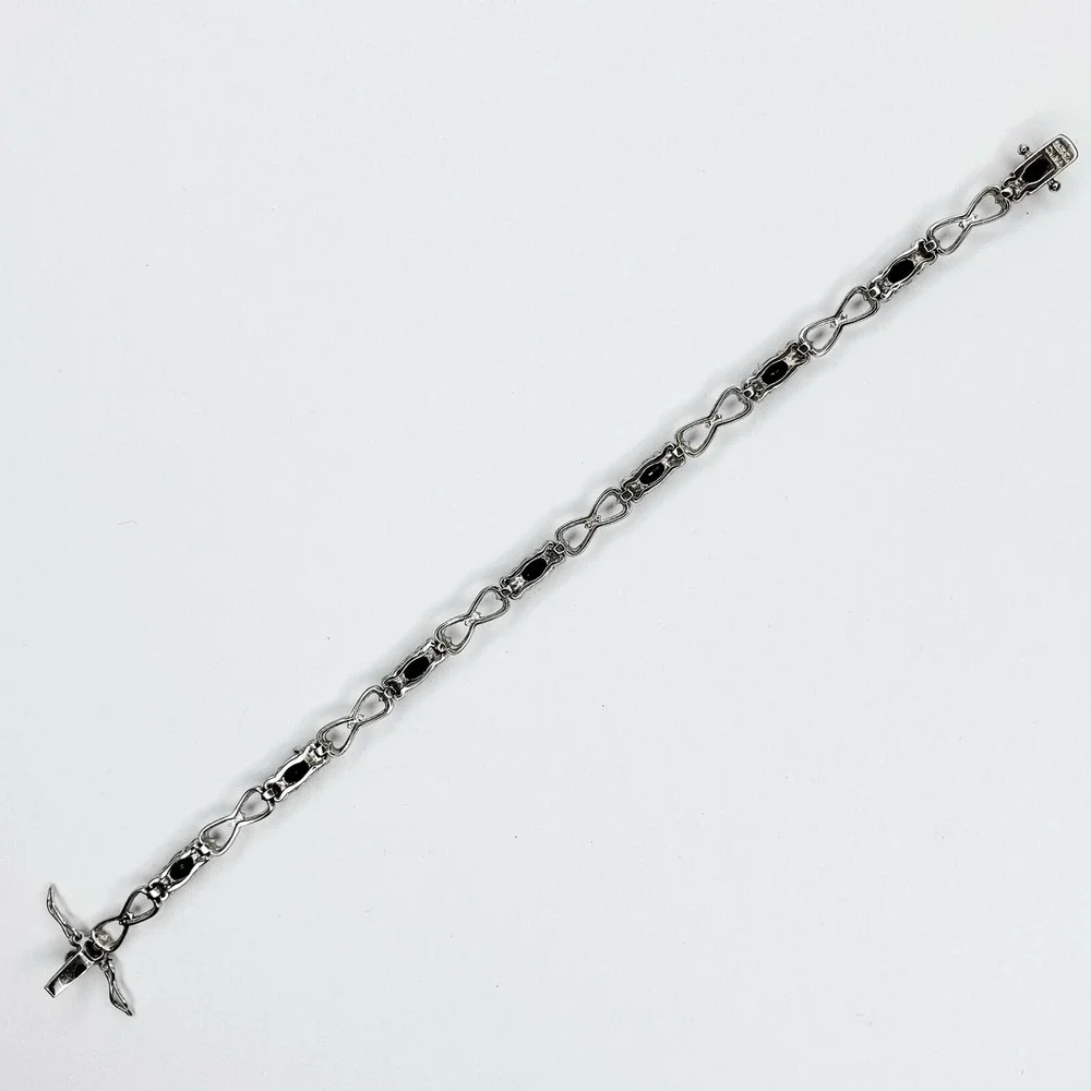 Ross Simons Link Bracelet 925 Sterling Silver 7.3in Blue Sapphire China